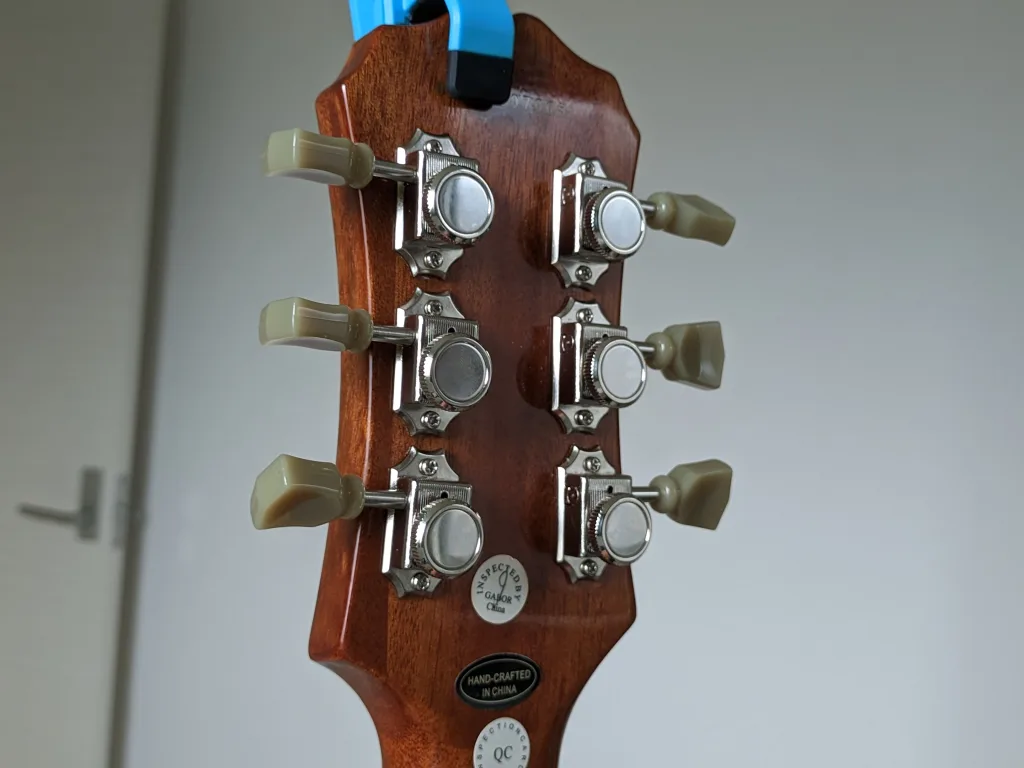 Musiclily Pro ビンテージ 3L+3R ギターロック式ペグ レスポールスタイルエレキギター/アコースティックギター用、ニッケル グリーンボタン付き