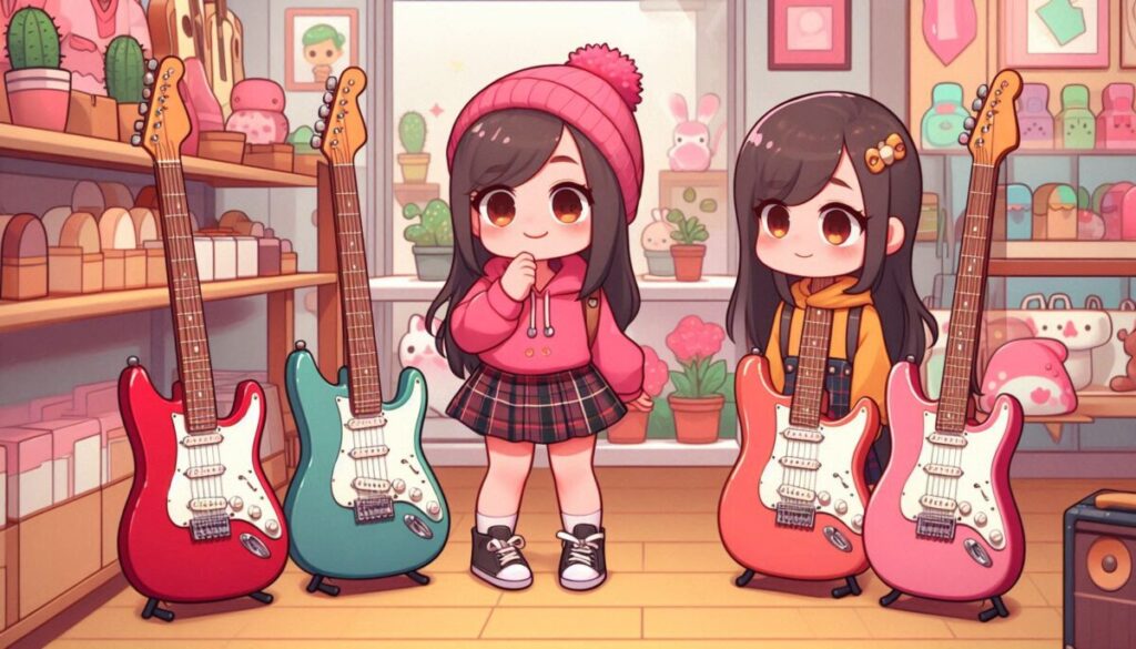 ギターを選ぶ女の子