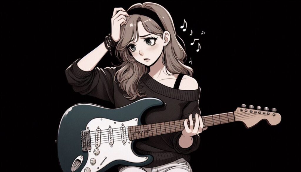 ギター 悩む女の子